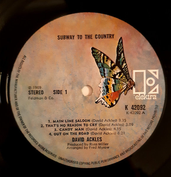 Image of Label Cover of LP - VG/VG+ - DAVID ACKLES, Subway To The Country (Elektra; EKS 74060, UK 1971), ,  - 1816201C