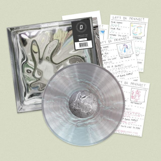 Image of Front Cover of LP - NEW/NEW - 1000 RABBITS, Are we friends yet? - DINKED EDITION (YOUNG; YO504TE, UK 2026,  Pearl lagoon  colour vinyl, Set of 5 A5 friendship forms, 1 blank friendship form and instructions, Numbered edition, Limited pressing of 500, Dinked Edition Number: 409), ,  - 3056058S