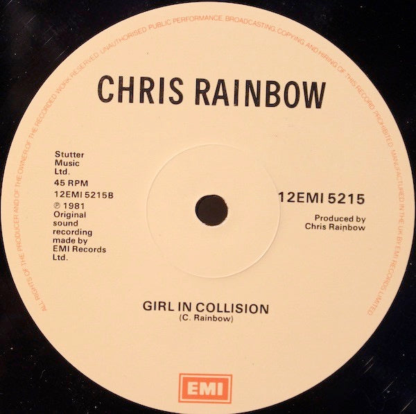 Image of Back Cover of 12" - /VG - CHRIS RAINBOW, Body Music (EMI; 12EMI5215, UK 1981, Plain Sleeve), Light marks only. NO PICTURE SLEEVE.,  - 1816470C