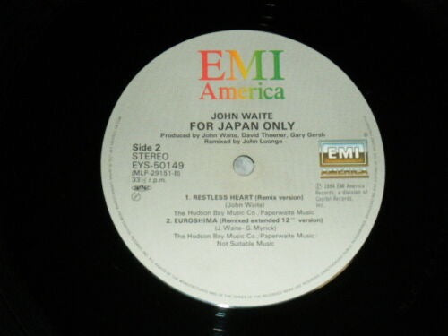 Image of Label Cover of 12" EP - VG/VG+ - JOHN WAITE, For Japan Only (EMI America; EYS-50149, Japan 1985, Insert, With Obi), ,  - 1816209C