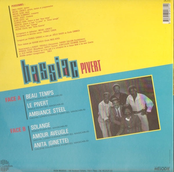 Image of Back Cover of LP - VG/G+ - BASSIAC PIVERT, Beau Temps (Bleu Cara bes; 82437-1, France 	), A few light marks - plays well.,  - 1816473C