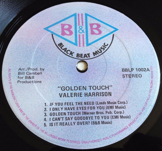 Image of Front Cover of LP - /G+ - VALERIE HARRISON, Golden Touch (B & B; BBLP 1001, UK 1980s, Plain Sleeve), Covered in marks and scuffs, plays pretty much like a VG, minimal surface. Plain sleeve., A1	If You Feel The NeedA2	Only Have Eyes For YouA3	Golden TouchA4	I Can't Say Goodbye To YouA5	Is It Over ?B1	Lonely Tonight (Without You)B2	FeelingsB3	Sha La La La LaB4	You're No GoodB5	You Are Everything - 1826311E