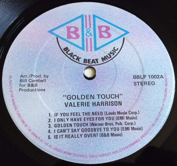 Image of Front Cover of LP - /G+ - VALERIE HARRISON, Golden Touch (B & B; BBLP 1001, UK 1980s, Plain Sleeve), Covered in marks and scuffs, plays pretty much like a VG, minimal surface. Plain sleeve., A1	If You Feel The NeedA2	Only Have Eyes For YouA3	Golden TouchA4	I Can't Say Goodbye To YouA5	Is It Over ?B1	Lonely Tonight (Without You)B2	FeelingsB3	Sha La La La LaB4	You're No GoodB5	You Are Everything - 1826311E