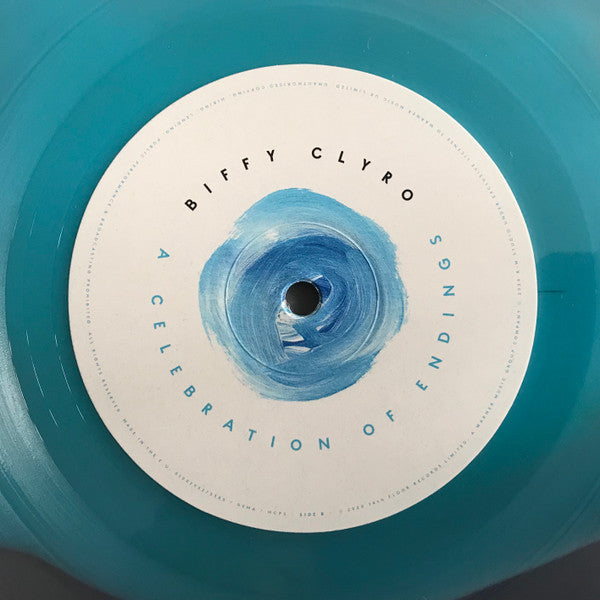 Image of Label Cover of LP - VG+/EX - BIFFY CLYRO, A Celebration Of Endings (14th Floor Records; 0190295273385, Europe 2020, 12x12 Book Sleeve, Clear and Blue Yolk Vinyl), Stilled Sealed With Slight Dent at Top of Spine,  - 1826182E