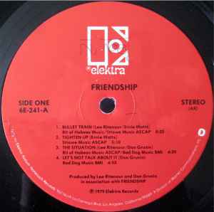Image of Label Cover of LP - VG/VG+ - FRIENDSHIP, Friendship (Elektra; 6E-241, US 1979), Cut out sleeve. Lightest of creasing.,  - 1826309E