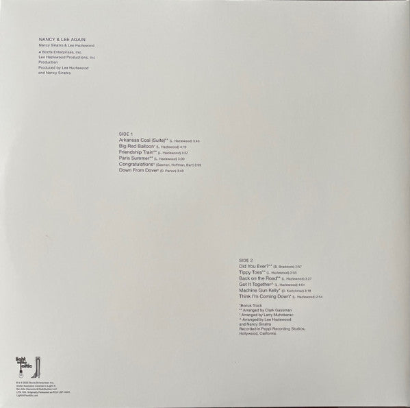 Image of Back Cover of LP - EX/EX - NANCY SINATRA & LEE HAZLEWOOD, Nancy & Lee Again (Light In The Attic; LITA199, US 2023 Reissue, Gatefold, Booklet, With Obi. Big Red Balloon Swirl Vinyl), Still in shrinkwrap.,  - 1816426C