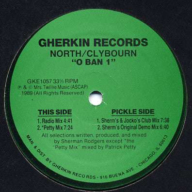 Image of Front Cover of 12" - /VG+ - NORTH / CLYBOURN, O Ban 1 (Gherkin Records; GKE1057, US 1989), ,  - 1846300S