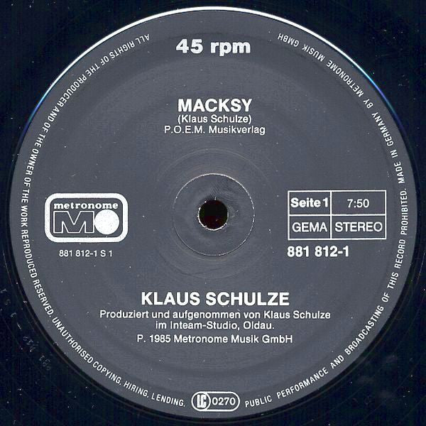 Image of Label Cover of 12" - VG/VG+ - KLAUS SCHULZE, Macksy (Brain; 881 812-1, Germany 1985, Picture Sleeve), Heavy edge wear.,  - 1816488C