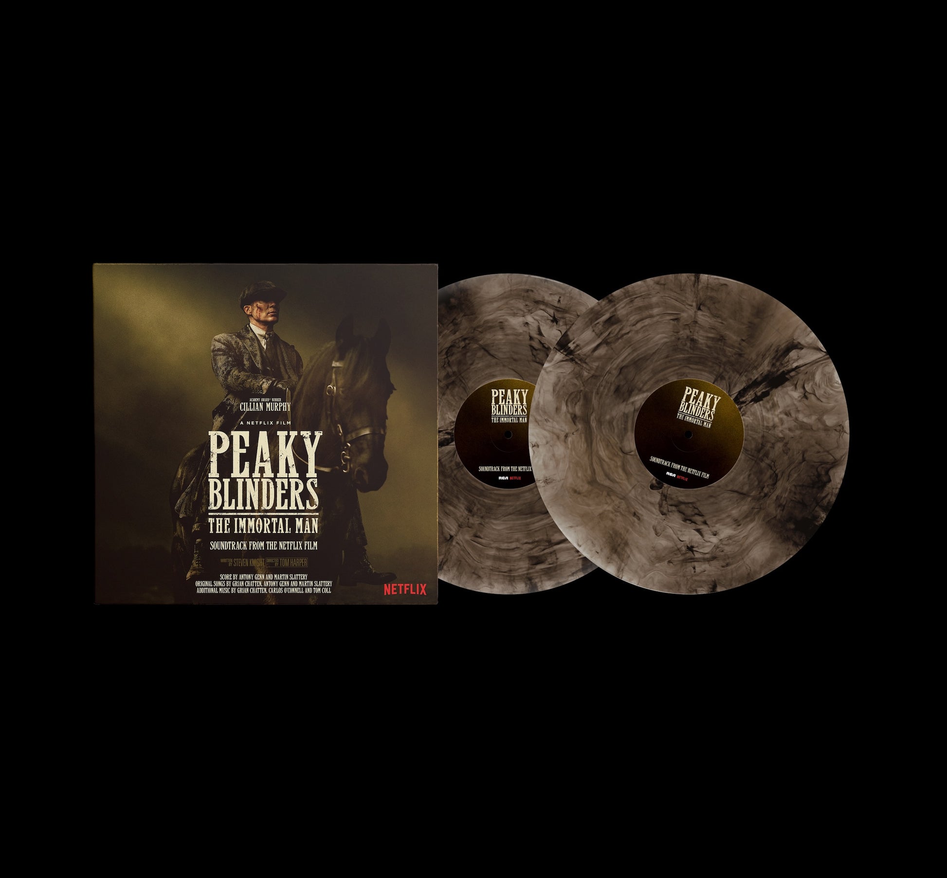 Image of Back Cover of 2xLP - NEW/NEW - VARIOUS ARTISTS, Peaky Blinders: The Immortal Man (Soundtrack from the Netflix Film) (RCA Records UK; 19958441821, Europe 2026, Gatefold, Booklet, Poster, Indie Exclusive Smoke Marbled 2LP), , The official soundtrack to 'Peaky Blinders: The Immortal Man', the highly anticipated epic feature film from series creator Steven Knight. Written by Knight, the film is directed by Tom Harper (Heart of Stone, Wild Rose) and stars Academy Award winner Cillian Murphy, Rebecca Fer