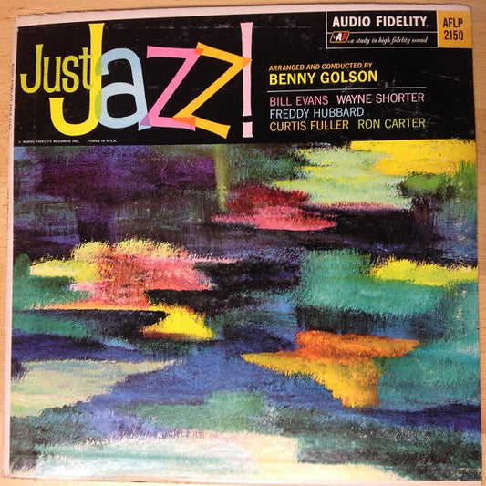 Image of Front Cover of LP - G+/VG - BENNY GOLSON, Just Jazz! (Audio Fidelity; AFLP 2150, US 1965), Sleeve has seam splits, writing, library stamp etc.,  - 1826333E