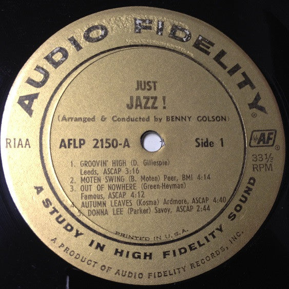 Image of Label Cover of LP - G+/VG - BENNY GOLSON, Just Jazz! (Audio Fidelity; AFLP 2150, US 1965), Sleeve has seam splits, writing, library stamp etc.,  - 1826333E