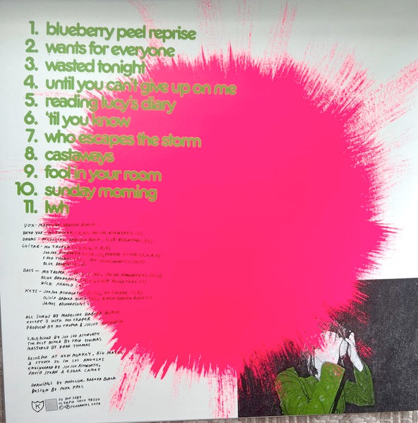 Image of Back Cover of LP - NEW/NEW - SLIPPERS, Slippers 08 (K Records; KLP314LP, Europe 2026), , Slippers mastermind Madeline BB s new record is a masterpiece.Like if you painted the beatles with a rattle can and wax pencil.Slippers last record was entitled  Do You Like Slippers? More aptly it should have been  Do You Like Pop Music? Because if the answer is no to either then what are we even doing here? - 2316232C