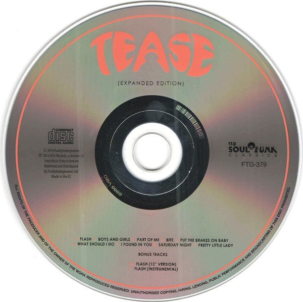 Image of Label Cover of CD - VG+/VG+ - TEASE, Tease (Funkytowngrooves; FTG-379, UK 2014 Reissue, Jewel Case), ,  - 1816602C