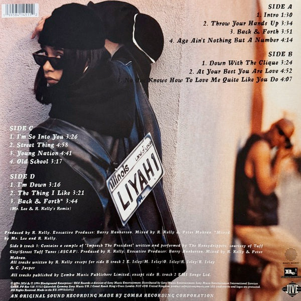 Image of Back Cover of 2xLP - NEW/NEW - AALIYAH, Age Ain't Nothing but a Number (Sony; 19958414511, Europe 2026 Reissue), , Aaliyah's groundbreaking debut album 'Age Ain't Nothing But a Number' returns as a x14 trk Double Black LP Vinyl. First released in 1994, this record introduced the world to Aaliyah's smooth, confident sound. Rediscover the sensual grooves, smooth vocals, and timeless hits that defined an era, including 'Age Ain't Nothing But a Number', 'Back & Forth' and the unforgettable 'At Your Bes