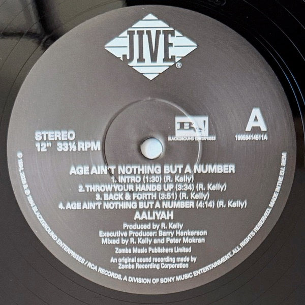 Image of Label Cover of 2xLP - NEW/NEW - AALIYAH, Age Ain't Nothing but a Number (Sony; 19958414511, Europe 2026 Reissue), , Aaliyah's groundbreaking debut album 'Age Ain't Nothing But a Number' returns as a x14 trk Double Black LP Vinyl. First released in 1994, this record introduced the world to Aaliyah's smooth, confident sound. Rediscover the sensual grooves, smooth vocals, and timeless hits that defined an era, including 'Age Ain't Nothing But a Number', 'Back & Forth' and the unforgettable 'At Your Be