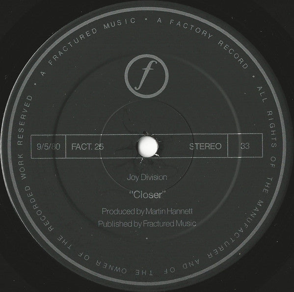 Image of Label Cover of LP - VG+/VG+ - JOY DIVISION, Closer (Factory; FACT XXV, UK & Ireland 1983 Reissue, Inner, Carlton pressing), 2 very light hairlines only. ,  - 1826416E
