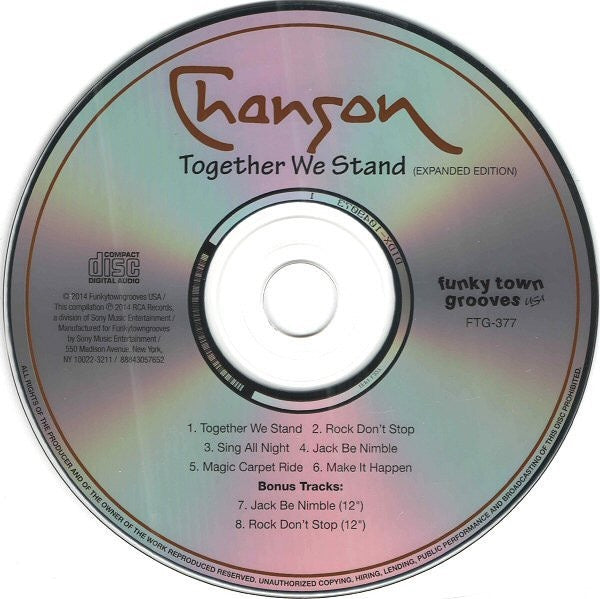 Image of Label Cover of CD - VG+/VG+ - CHANSON, Together We Stand (Funkytowngrooves; FTG-377, US 2014 Reissue, Jewel Case), ,  - 1816645C