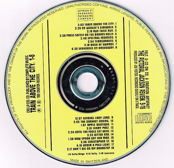 Image of Back Cover of CD - VG+/G+ - FELT, Train Above The City / The Pictorial Jackson Review (Creation Records; CRELP 035 CD, 	UK 1988, Jewel Case), ,  - 1836124E