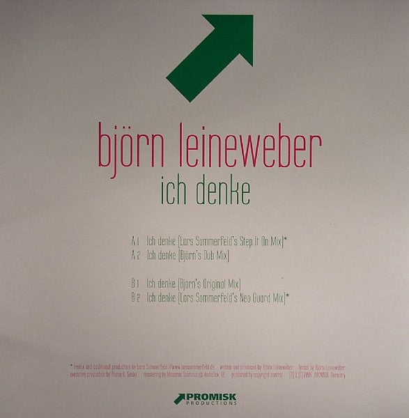 Image of Back Cover of 12" - VG/VG - BJ RN LEINEWEBER, Ich Denke (Promisk Production; PRO 02, Germany 2006, Picture Sleeve), Light marks only. Very slight warp,  - 1826451E