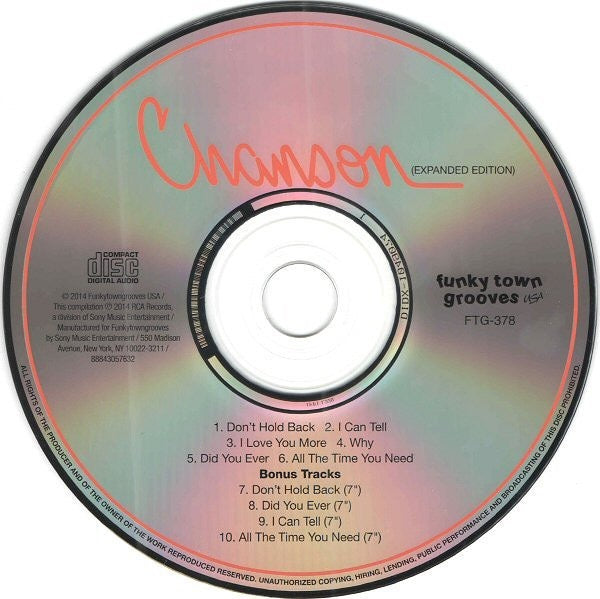 Image of Label Cover of CD - VG+/VG+ - CHANSON, Chanson (Funkytowngrooves; FTG-378, US 2014 Reissue, Jewel Case), Nice copy showing minimal sign of use.,  - 1816699C