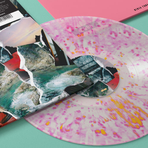 Image of Label Cover of LP - NEW/NEW - EBBB, Shallow Hits - Dinked Edition (Ninja Tune; ZEN327R, UK 2026, Clear Vinyl with Pink and Yellow Splatter, Limited Edition of 500, Dinked Edition No. 411, Bonus 7  featuring  Book That You Like  &  Manners , Housed in a die-cut outer sleeve.), , The scope, variety and ambition of Ebbb s debut album Shallow Hits is clear from the off.  Come Alive  whirs into being quietly before morphing into a sun-kissed, radiant piece of calypso-esque electronic pop; the Latin-fla