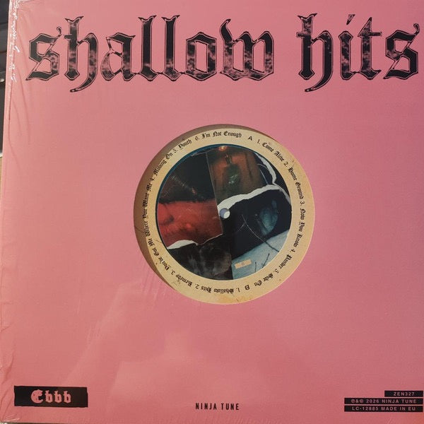 Image of Back Cover of LP - NEW/NEW - EBBB, Shallow Hits (Ninja Tune; ZEN327, UK 2026, Inner, Transluscent Turquoise Vinyl), , The scope, variety and ambition of Ebbb s debut album Shallow Hits is clear from the off.  Come Alive  whirs into being quietly before morphing into a sun-kissed, radiant piece of calypso-esque electronic pop; the Latin-flavoured  Now You Know  feels destined to soundtrack sun-drenchedfestivals this summer;  Shallow Hits  is as deft and detailed as it is big, bold and euphoric; whi