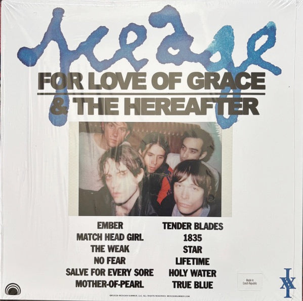 Image of Back Cover of LP - NEW/NEW - ICEAGE, For Love of Grace & the Hereafter (Mexican Summer; MEX361-0, Europe 2026, Blessed Shore Coloured Vinyl), , For Love of Grace & the Hereafter is the sixth studio album from beloved Danish quintet Iceage. Across the sprawling, 12-song arc of the album, a universe of love variously expands and contracts in an eternal tango, Elias R nnenfelt s lyrics dance with intimacy while the band masterfully manoeuvres within their shape-shifting scenery of anthemic post-punk. 