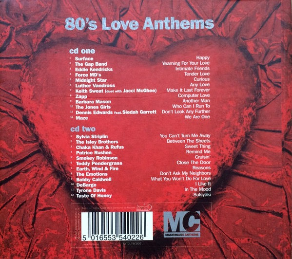 Image of Back Cover of CD - M/M - VARIOUS, 80's Love Anthems - Mastercuts Anthems (Mastercuts; ANTCUTSCD02, UK 2000, Double Digipak), SEALED,  - 1916041C