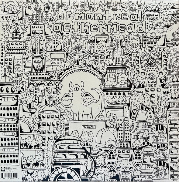 Image of Back Cover of LP - NEW/NEW - OF MONTREAL, aethermead (Polyvinyl; PRC5301, Europe 2026, Gatefold, Insert, Cloudy Clear Vinyl, Download Card, Lyric Insert), , aethermead, the newest offering and 20th full-length album from of Montreal, finds the band revisiting sounds from their early years, while still pushing artistic boundaries with their iconic style of pop & indie rock. Celebrated for their unique and prolific output, frontperson and primary songwriter / multi-instrumentalist Kevin Barnes record