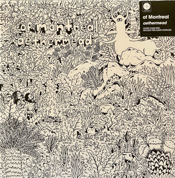 Image of Front Cover of LP - NEW/NEW - OF MONTREAL, aethermead (Polyvinyl; PRC5301, Europe 2026, Gatefold, Insert, Cloudy Clear Vinyl, Download Card, Lyric Insert), , aethermead, the newest offering and 20th full-length album from of Montreal, finds the band revisiting sounds from their early years, while still pushing artistic boundaries with their iconic style of pop & indie rock. Celebrated for their unique and prolific output, frontperson and primary songwriter / multi-instrumentalist Kevin Barnes recor