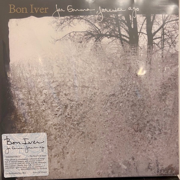 Image of Front Cover of LP - NEW/NEW - BON IVER, For Emma, Forever Ago (ReVINYL Edition) (Jagjaguwar; JAG115LP-C3, Europe 2026 Reissue, Indie Exclusive Eco-Mix Vinyl), , Secretly Group has joined in partnership with Music Declares Emergency and the Music Climate Pact to mark World Environment Day 2026 by releasing a number of special edition releases on 100% reclaimed vinyl material.Between late 2006 and early 2007, the album was recorded at the cabin. Vernon abandoned his old songwriting methods in favou