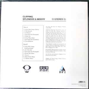 Image of Back Cover of LP - VG+/VG+ - CLIPPING., Splendor & Misery (Deathbomb Arc; DBA 150, Europe 2016, Inner), Still in shrink opened shrink.,  - 1916009C