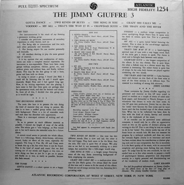 Image of Back Cover of LP - G+/VG+ - JIMMY GIUFFRE, THE JIMMY GIUFFRE 3, The Jimmy Giuffre 3 (London; LTZ-K15130, UK 1959, Mono), Sticker Damage To Sleeve,  - 1826390E