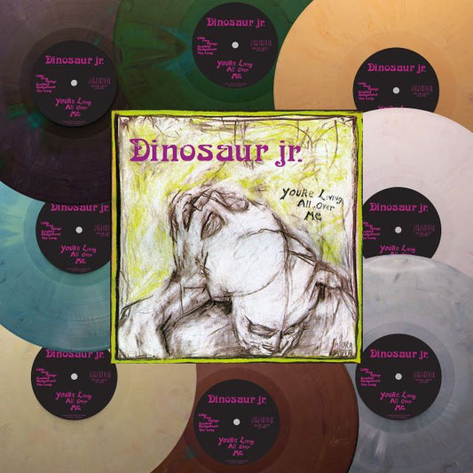 Image of Front Cover of LP - NEW/NEW - DINOSAUR JR., You're Living All Over Me (ReVINYL Edition) (Jagjaguwar; JAG197LP-C3, Europe 2026 Reissue, Indie Exclusive Eco-Mix Vinyl), , Secretly Group has joined in partnership with Music Declares Emergency and the Music Climate Pact to mark World Environment Day 2026 by releasing a number of special edition releases on 100% reclaimed vinyl material.By now, you know the story: J Mascis, Lou Barlow, & Patrick “Murph” Murphy, meet in Amherst, MA. J, Lou & Murph star