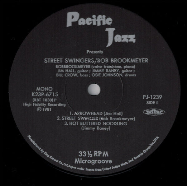 Image of Label Cover of LP - VG/VG+ - BROOKMEYER / HALL / RANEY WITH OSIE JOHNSON AND BILL CROW, The Street Swingers (Pacific Jazz; K23P 6715, Japan 1981, Insert), No Obi,  - 1826391E