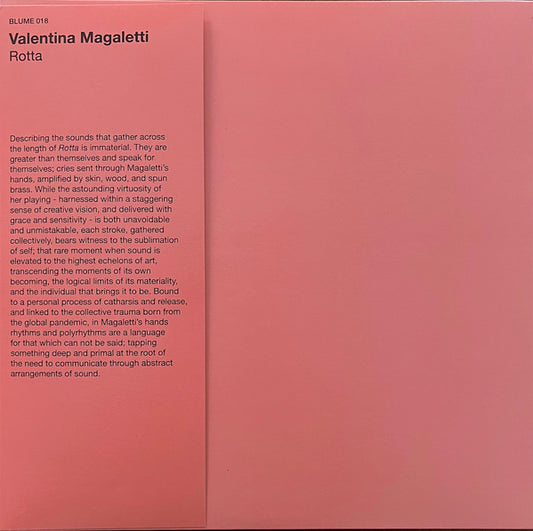 Image of Front Cover of LP - EX/EX - VALENTINA MAGALETTI, Rotta (Blume ; 018, UK 2022, Inner & Insert With Obi Flap, Pink Vinyl, Limited Edition of 300), ,  - 1826518E