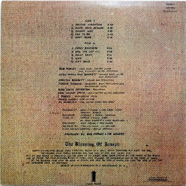 Image of Back Cover of LP - VG/VG - BOB MARLEY & THE WAILERS, Rastaman Vibration (Island Records; ILPS 9383, Brazil 1976), Light marks only, light wear on sleeve. Rare Brasil press!,  - 1916117C
