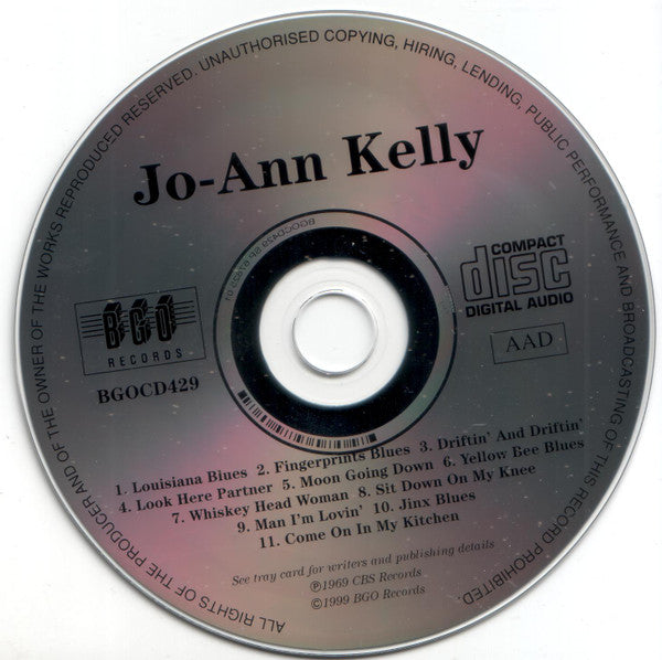 Image of Label Cover of CD - VG+/VG - JO ANN KELLY, Jo-Ann Kelly (BGO Records; BGOCD429, UK 1999 Reissue), ,  - 1916128C