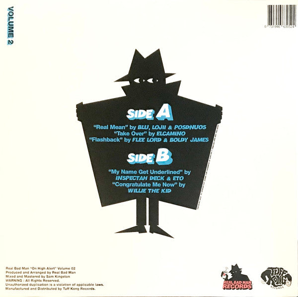 Image of Back Cover of LP - VG+/VG+ - REAL BAD MAN, On High Alert Volume 2 (Real Bad Man Records; RBM-006, Europe 2020), ,  - 1946126S