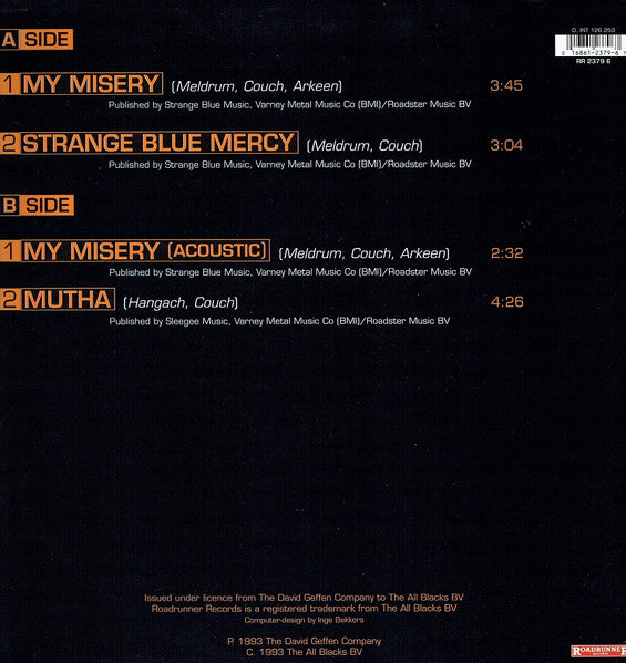 Image of Back Cover of LP - VG+/VG+ - PHANTOM BLUE, My Misery (Roadrunner Records; RR 2379 6, Europe 1993), ,  - 1926093E