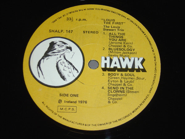 Image of Label Cover of LP - G+/VG - THE LOUIS STEWART TRIO, Louis The First (Hawk; SHALP 147, Ireland 1976), ,  - 1926039E