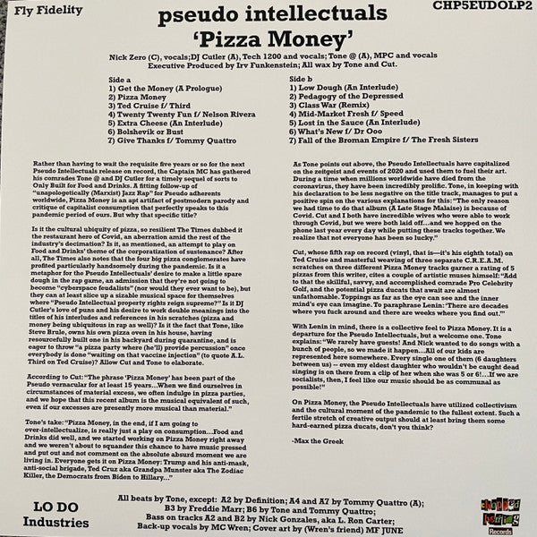 Image of Back Cover of LP - VG/VG+ - PSEUDO INTELLECTUALS, Pizza Money (Chopped Herring Records; CHP5EUDOLP2, UK 2021, Traanslucent Blue with Black splatter), ,  - 1926106E