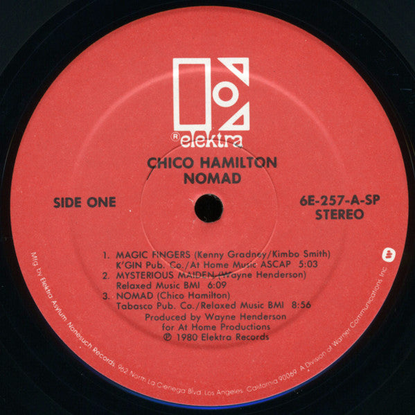 Image of Label Cover of LP - VG/VG+ - CHICO HAMILTON, Nomad (Elektra; 6E-257, US 1980), ,  - 1926109E