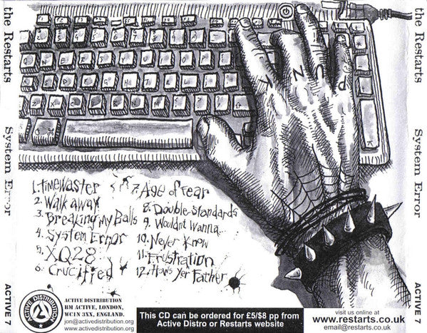 Image of Back Cover of CD - VG+/VG+ - THE RESTARTS, System Error (Active Distribution; Active 7, UK & Europe 2003, Jewel Case), ,  - 1936055E