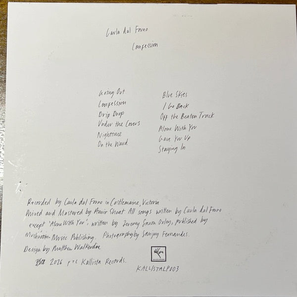 Image of Back Cover of LP - NEW/NEW - CARLA DAL FORNO, Confession (Kallista Records; KALLISTALP003, UK 2026, Insert), ,  - 1916244C