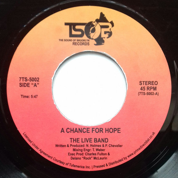 Image of Front Cover of 7" - /EX - THE LIVE BAND, A Chance For Hope (The Sound Of Brooklyn (TSOB); 7TS5002, UK 2020), ,  - 1956052S
