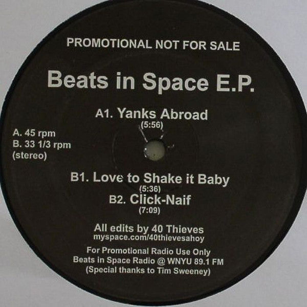 Image of Front Cover of 12" - /VG - 40 THIEVES, Beats In Space E.P. (Rong Music; RONGDJ 6, US 2009, Plain Sleeve), ,  - 1926158E