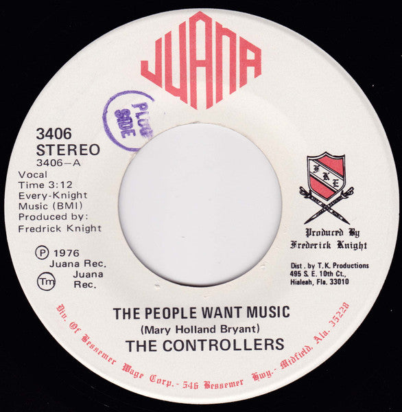 Image of Front Cover of 7" - /VG - THE CONTROLLERS, The People Want Music / Feeling A Feeling (Juana; 3406, US 1976), Light marks,  - 1926128E