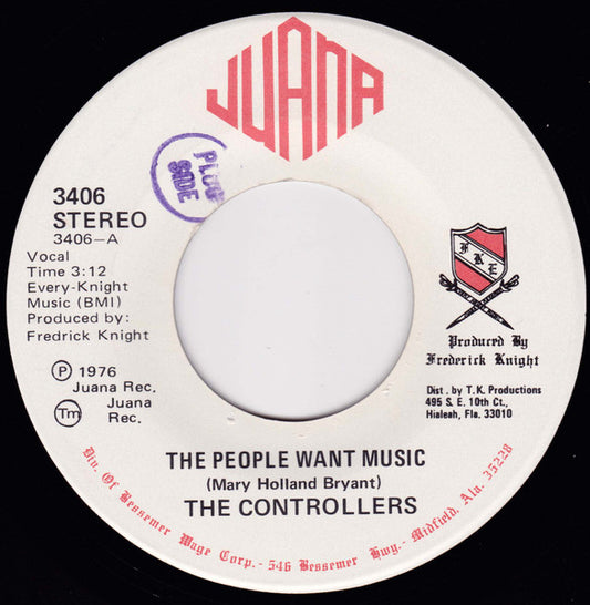 Image of Front Cover of 7" - /VG - THE CONTROLLERS, The People Want Music / Feeling A Feeling (Juana; 3406, US 1976), Light marks,  - 1926128E
