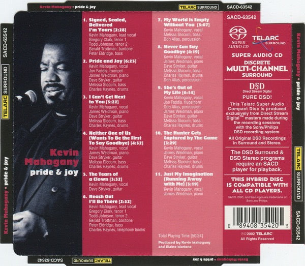Image of Back Cover of SACD - M/M - KEVIN MAHOGANY, Pride & Joy (Telarc; SACD-63542, Germany 2002, Hybrid, Multichannel), Still SEALED In Stickered Shrinkwrap,  - 1916292C